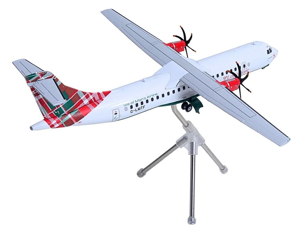 ATR 72-600 Commercial Aircraft "Loganair - Isle of Man's Airline" (G-LMTF) White with Green and Red Plaid Tail "Gemini 200" Series 1/200 Diecast Model Airplane by GeminiJets view 4