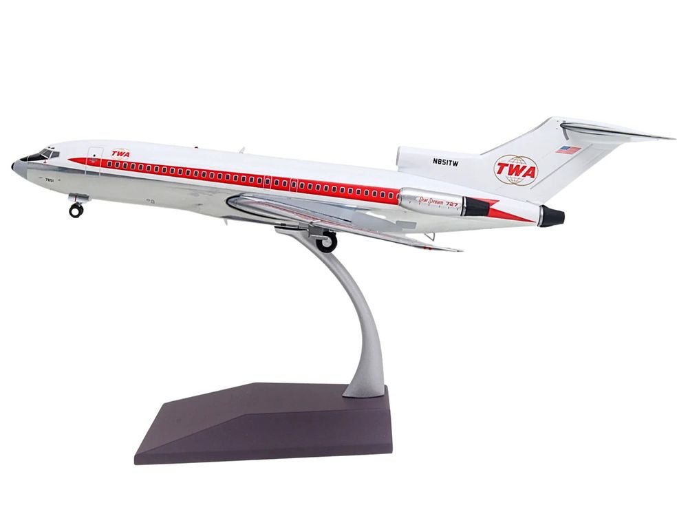 Boeing 727-100 Commercial Aircraft "Trans World Airlines (TWA)" (N851TW) White with Red Stripes "Gemini 200" Series 1/200 Diecast Model Airplane by GeminiJets view 2