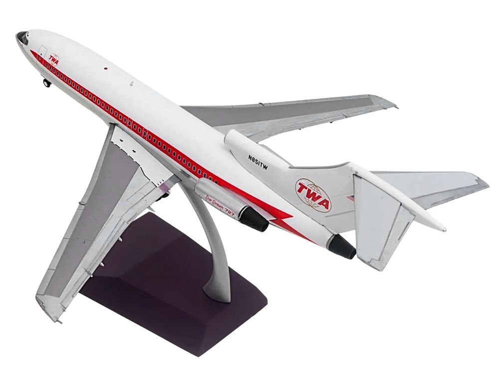 Boeing 727-100 Commercial Aircraft "Trans World Airlines (TWA)" (N851TW) White with Red Stripes "Gemini 200" Series 1/200 Diecast Model Airplane by GeminiJets view 3