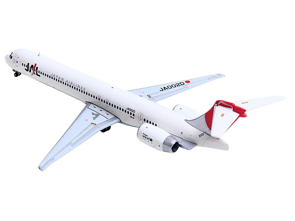 McDonnell Douglas MD-90 Commercial Aircraft "Japan Airines" (JA002D) White with Red Tail 1/400 Diecast Model Airplane by GeminiJets view 3
