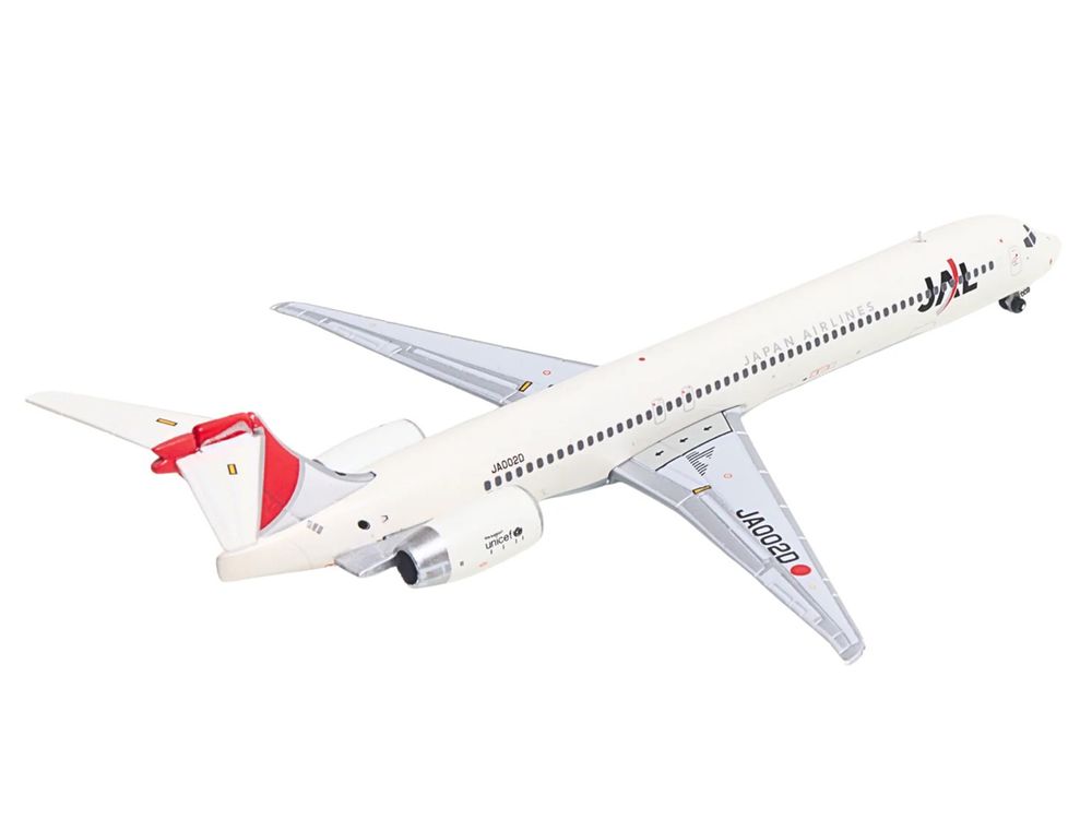 McDonnell Douglas MD-90 Commercial Aircraft "Japan Airines" (JA002D) White with Red Tail 1/400 Diecast Model Airplane by GeminiJets view 4