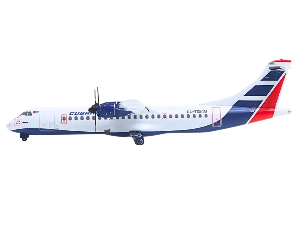 ATR 72-200 Commercial Aircraft "Cubana Airlines" (CU-T1548) White with Red and Blue Stripes 1/400 Diecast Model Airplane by GeminiJets view 2