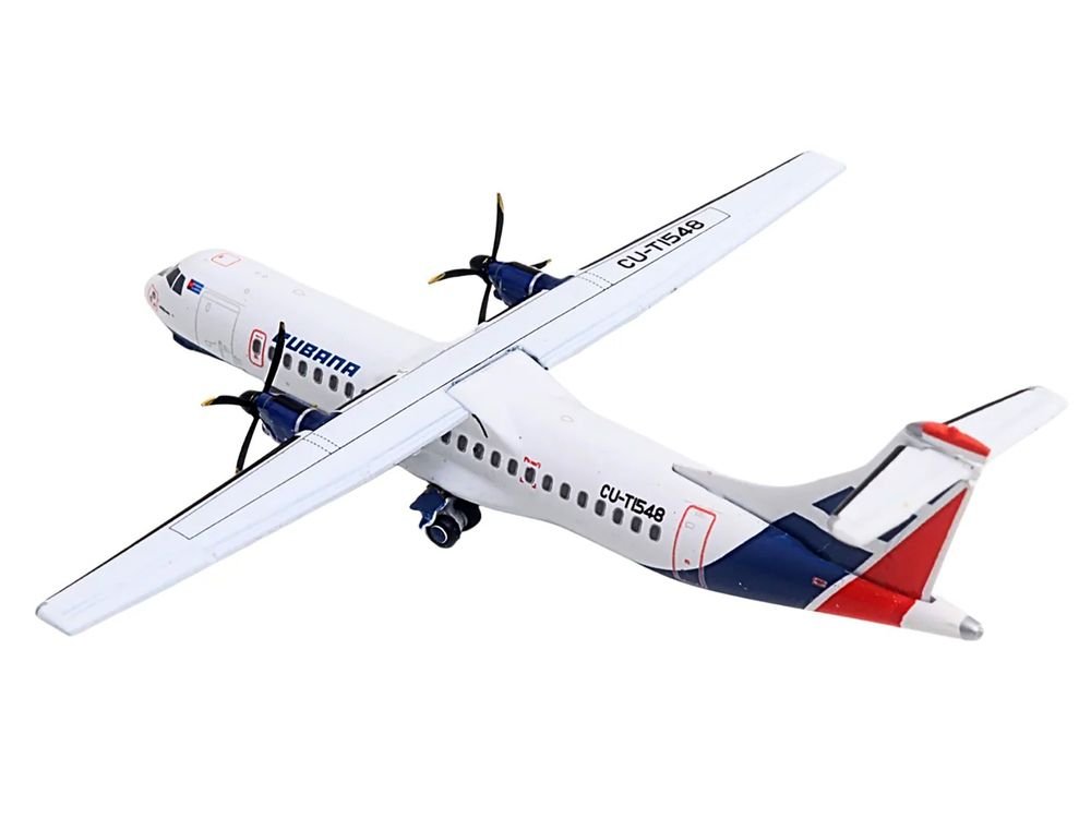 ATR 72-200 Commercial Aircraft "Cubana Airlines" (CU-T1548) White with Red and Blue Stripes 1/400 Diecast Model Airplane by GeminiJets view 3