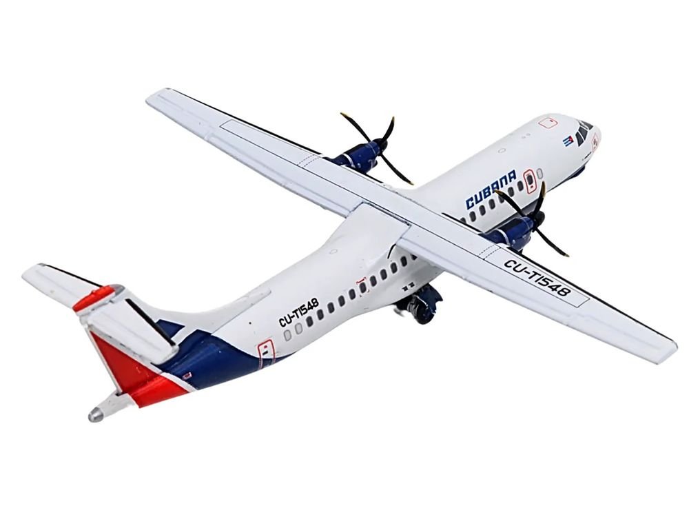 ATR 72-200 Commercial Aircraft "Cubana Airlines" (CU-T1548) White with Red and Blue Stripes 1/400 Diecast Model Airplane by GeminiJets view 4