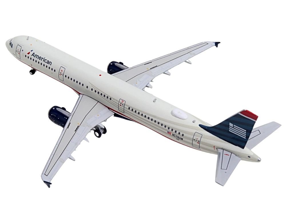 Airbus A321 Commercial Aircraft "American Airlines - US Airways Heritage Jet" (N578UW) White with Blue Tail 1/400 Diecast Model Airplane by GeminiJets view 4
