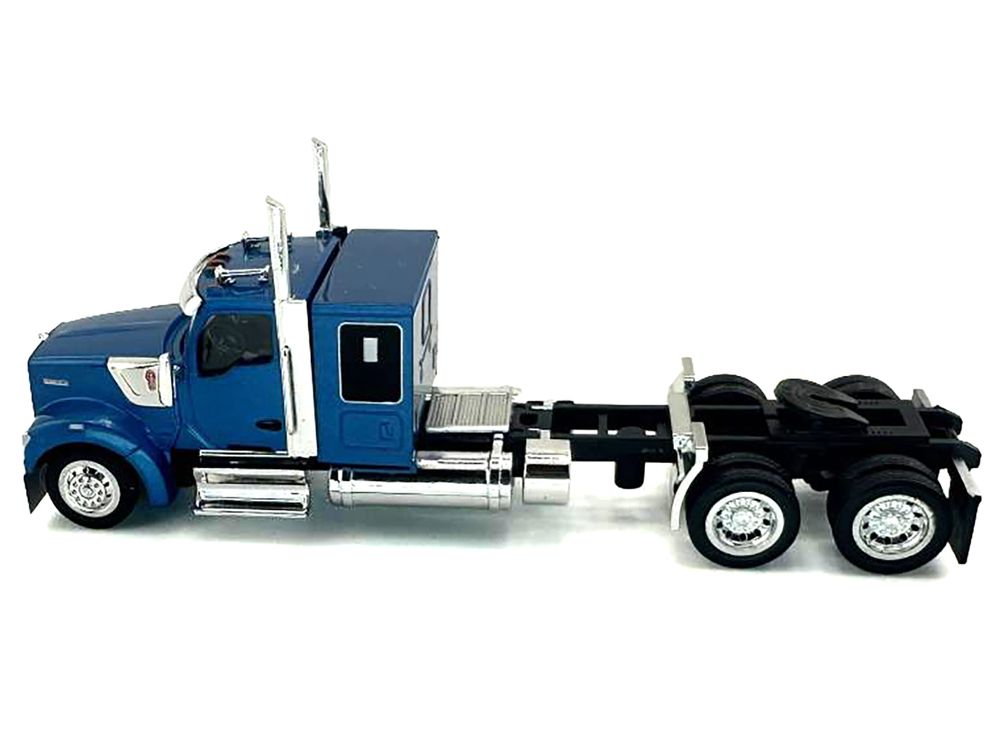 Kenworth W990 with Flat Top Sleeper Cab Blue Metallic 1/87 (HO) Plastic Model Car by HO Logistics view 2