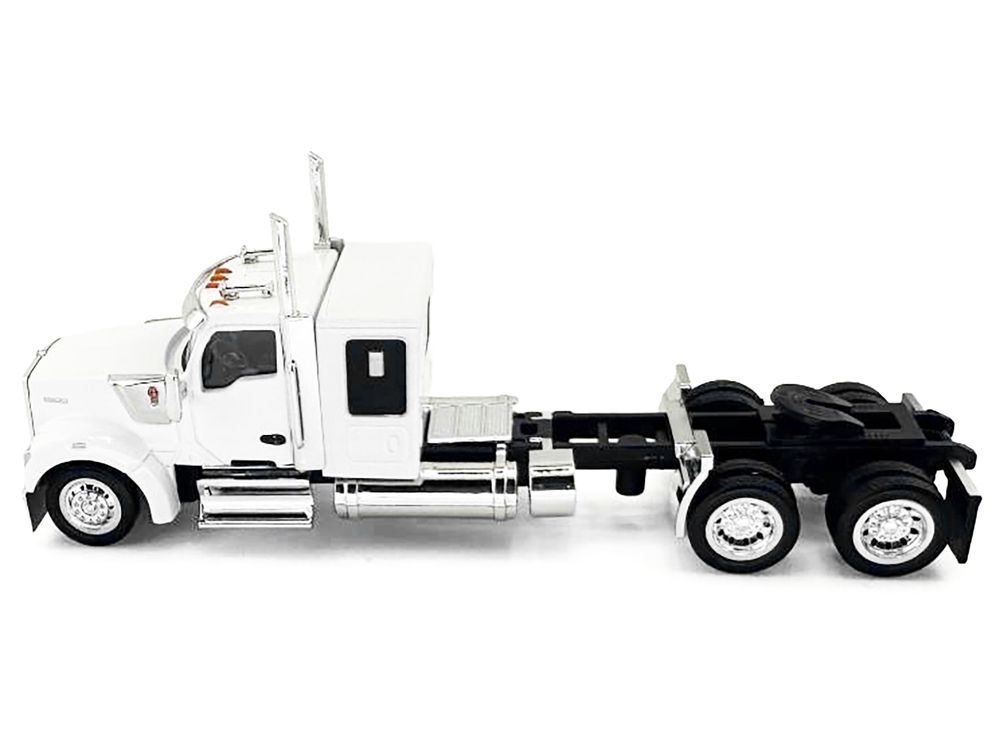 Kenworth W990 with Flat Top Sleeper Cab White 1/87 (HO) Plastic Model Car by HO Logistics view 2