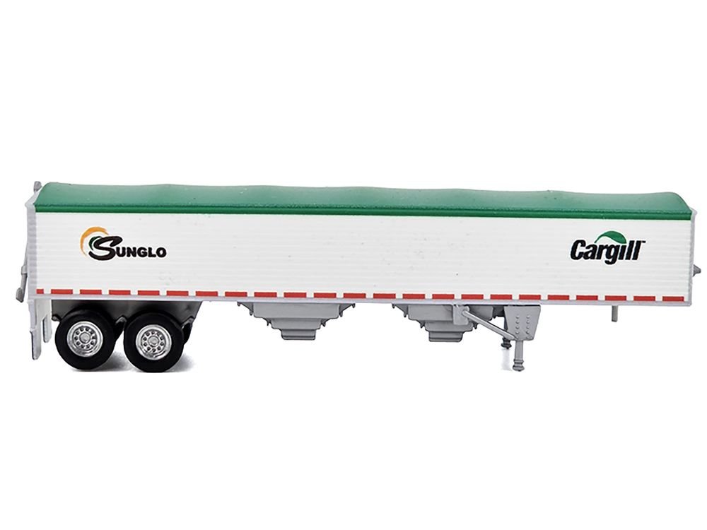 Covered Grain Trailer White with Green Tarp "SunGlo - Cargill" 1/87 (HO) Plastic Model Car by HO Logistics view 2