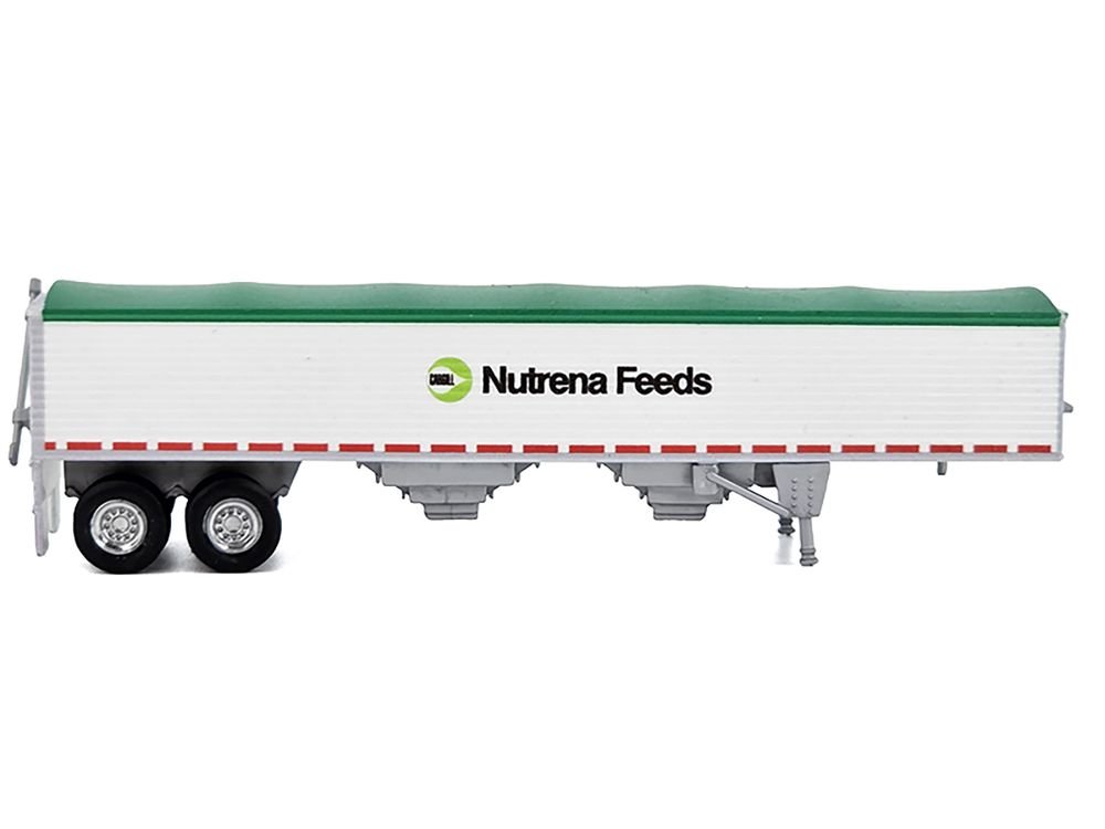 Covered Grain Trailer White with Green Tarp "Nutrena Feeds" 1/87 (HO) Plastic Model Car by HO Logistics view 2