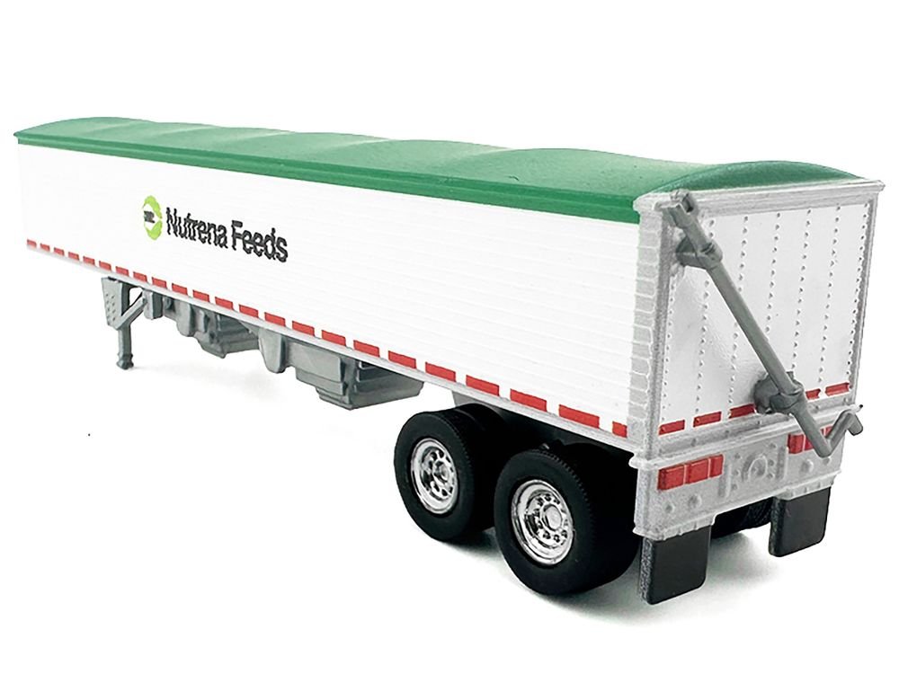 Covered Grain Trailer White with Green Tarp "Nutrena Feeds" 1/87 (HO) Plastic Model Car by HO Logistics view 3