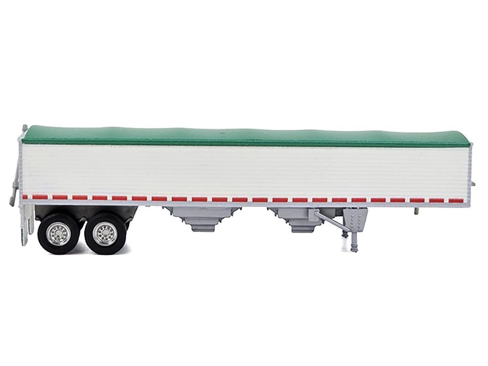 Covered Grain Trailer White with Green Tarp 1/87 (HO) Plastic Model Car by HO Logistics view 2