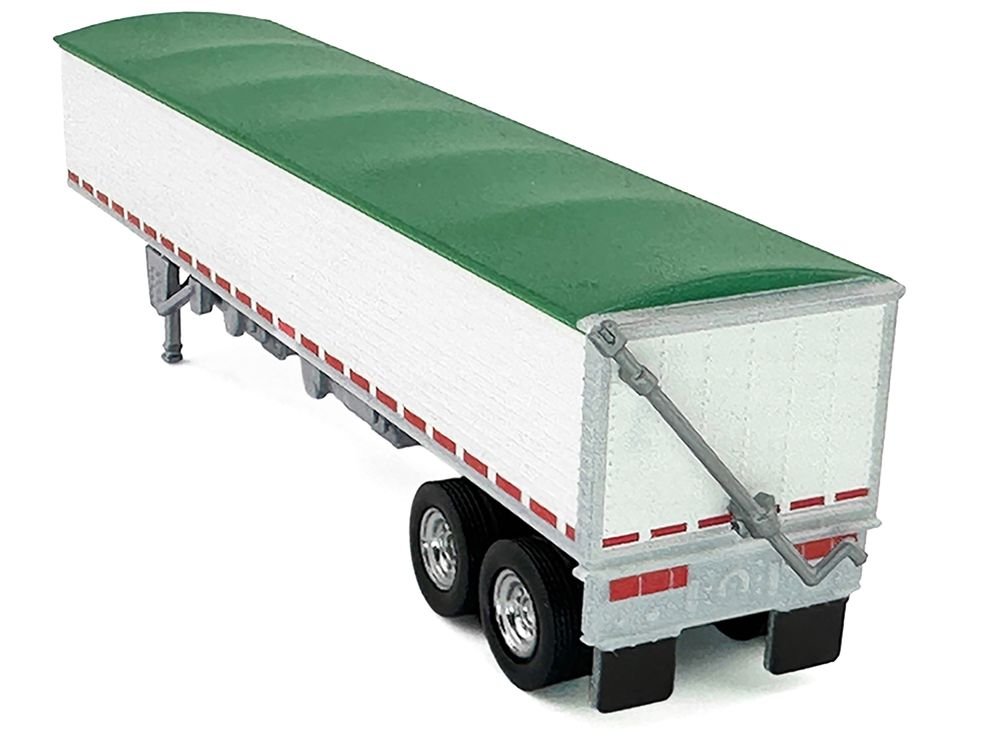 Covered Grain Trailer White with Green Tarp 1/87 (HO) Plastic Model Car by HO Logistics view 3