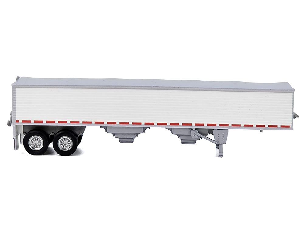 Covered Grain Trailer White with Silver Tarp 1/87 (HO) Plastic Model Car by HO Logistics view 2