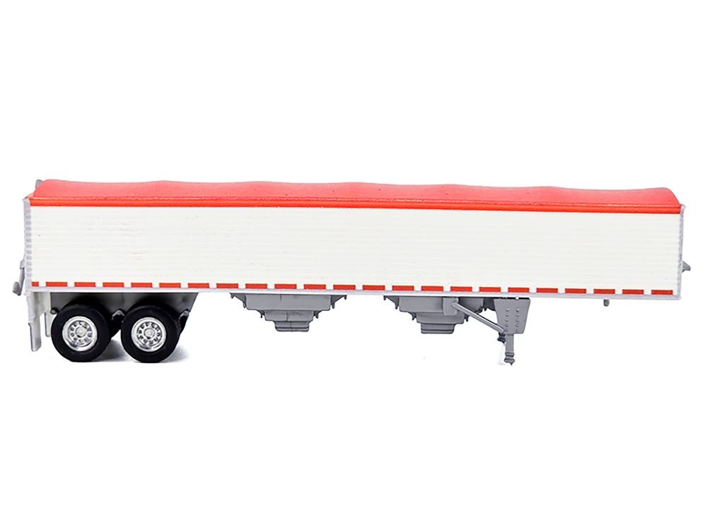 Covered Grain Trailer White with Red Tarp 1/87 (HO) Plastic Model Car by HO Logistics view 2