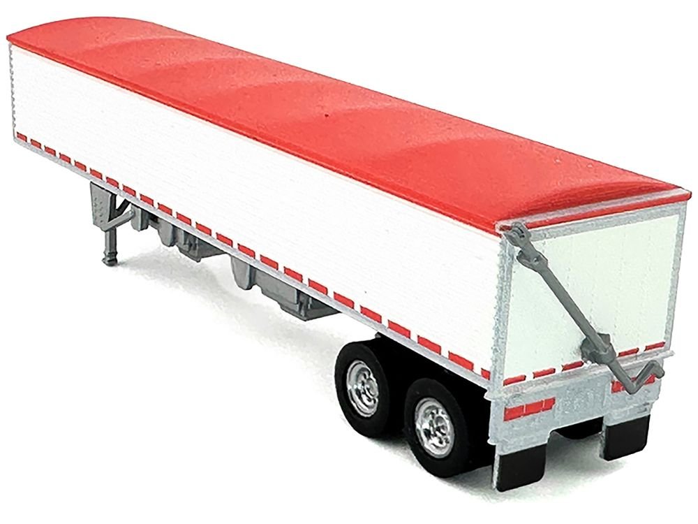 Covered Grain Trailer White with Red Tarp 1/87 (HO) Plastic Model Car by HO Logistics view 3