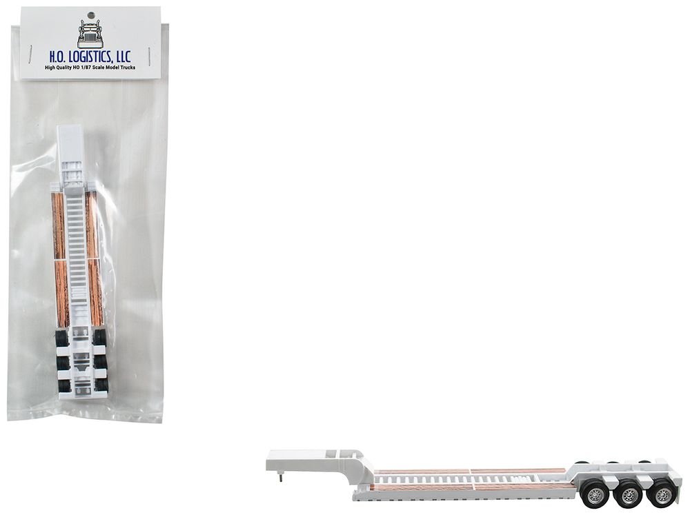 Low Boy Flatbed Trailer White 1/87 (HO) Plastic Model Car by HO Logistics