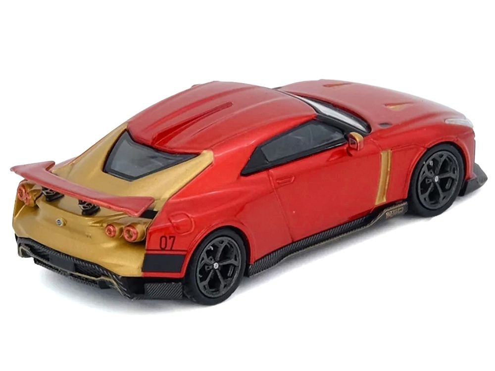 Nissan GT-R50 By ItalDesign Red Metallic with Gold Accents 1/64 Diecast Model Car by Inno Models view 2