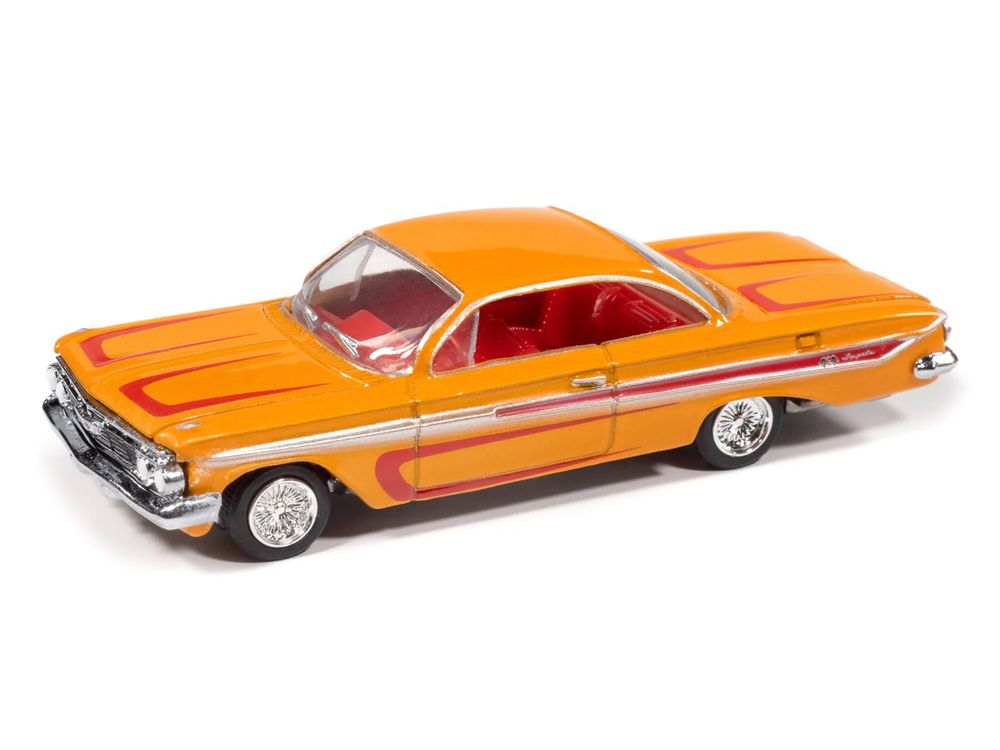 1961 Chevrolet Impala SS 409 Yellow Metallic with Red Stripes and Interior "Scrapin" Series 1/64 Diecast Model Car by Johnny Lightning view 2