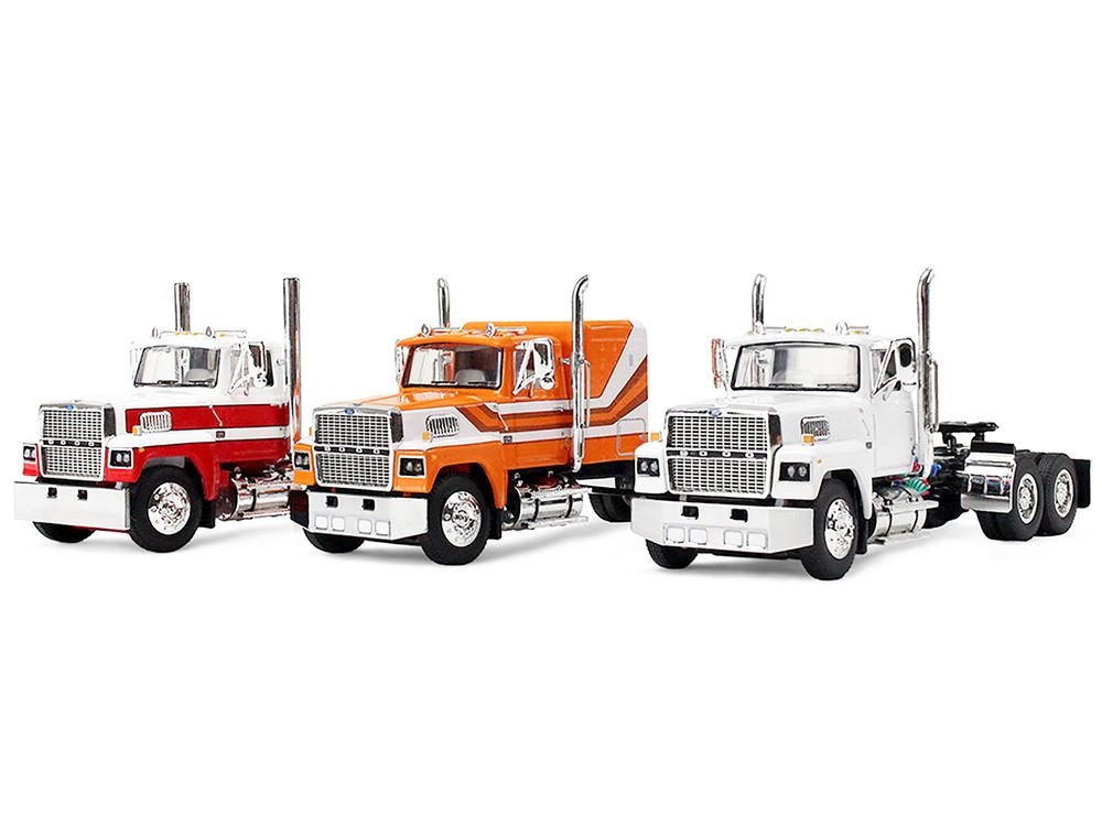 Ford LTL 9000 Trio Set (Two Day Cabs and One 60" Flat Top Sleeper) 1/64 Diecast Model by DCP/First Gear view 2
