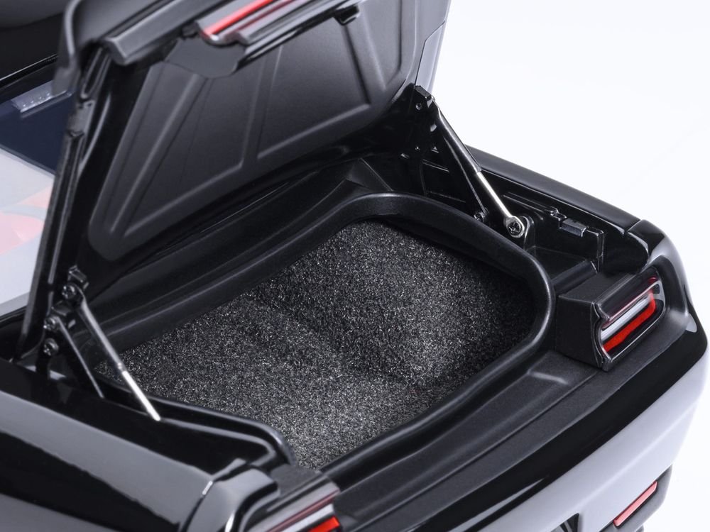 2023 Dodge Challenger SRT Super Stock Pitch Black with Red Interior 1/18 Model Car by Autoart view 5