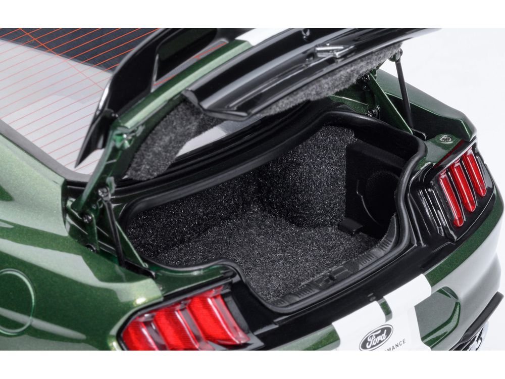 Ford Mustang Shelby GT500 Eruption Green Metallic with White Stripes 1/18 Model Car by Autoart view 4