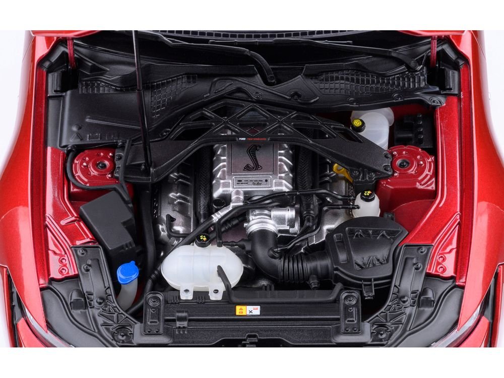 Ford Mustang Shelby GT500 Rapid Red Metallic with Black Stripes 1/18 Model Car by Autoart view 3
