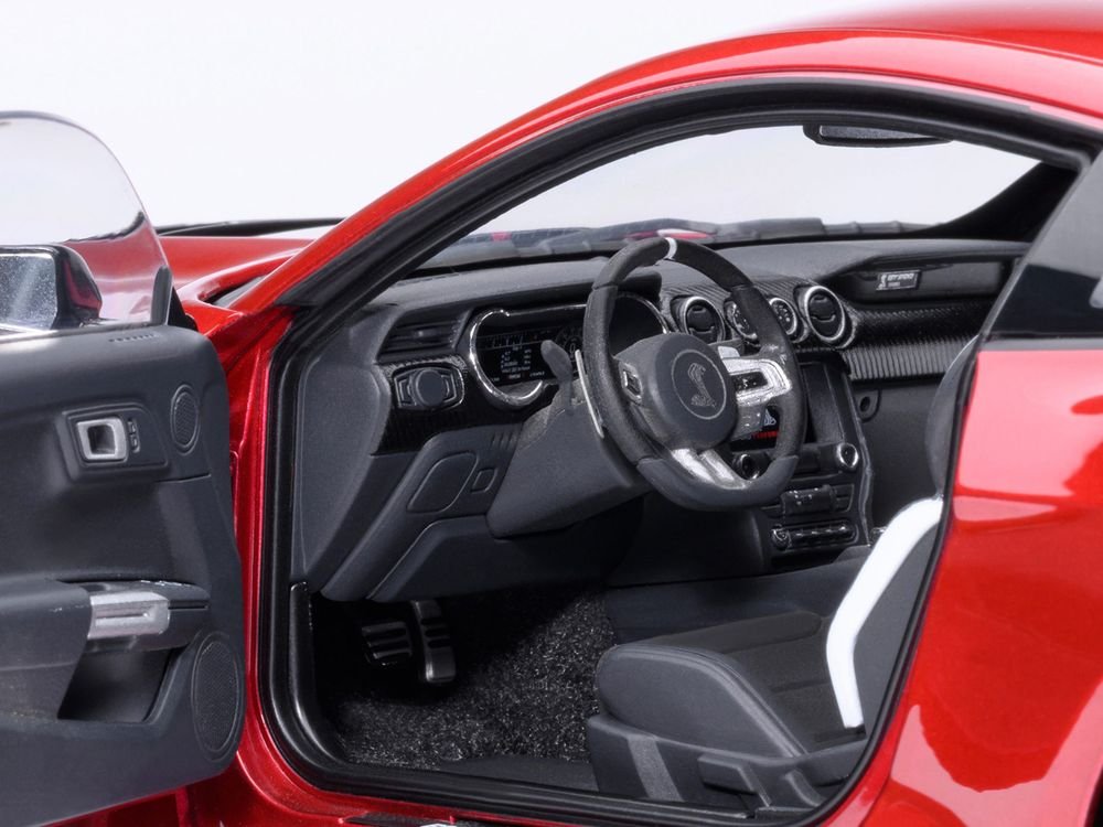 Ford Mustang Shelby GT500 Rapid Red Metallic with Black Stripes 1/18 Model Car by Autoart view 4