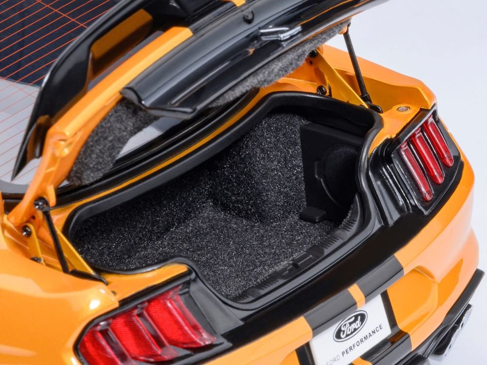 Ford Mustang Shelby GT500 Cyber Orange Metallic with Black Stripes 1/18 Model Car by Autoart view 5