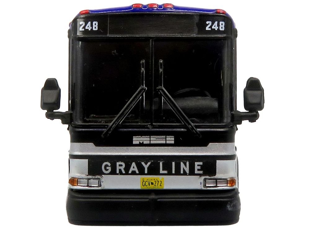 2001 MCI D4000 Coach Bus "Gray Line of Alaska" Dark Blue with Stripes "Vintage Bus & Motorcoach Collection" Limited Edition to 504 pieces Worldwide 1/87 (HO) Diecast Model by Iconic Replicas view 4