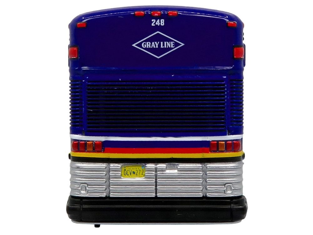 2001 MCI D4000 Coach Bus "Gray Line of Alaska" Dark Blue with Stripes "Vintage Bus & Motorcoach Collection" Limited Edition to 504 pieces Worldwide 1/87 (HO) Diecast Model by Iconic Replicas view 5