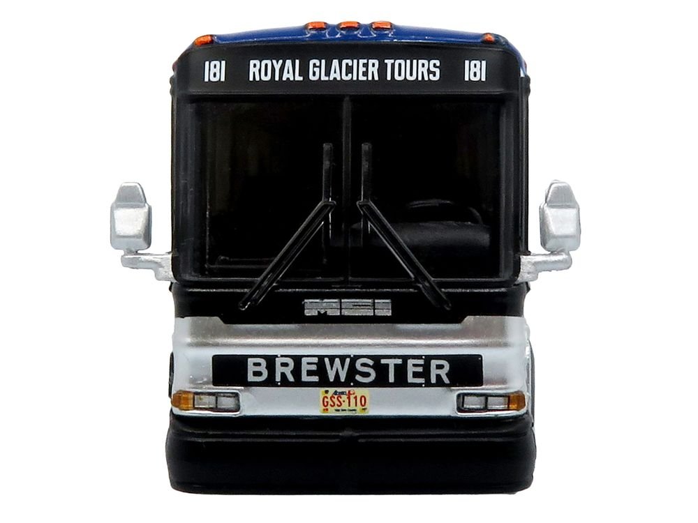 2001 MCI D4000 Coach Bus "Brewster Gray Line" White with Blue Stripes "Vintage Bus & Motorcoach Collection" Limited Edition to 504 pieces Worldwide 1/87 (HO) Diecast Model by Iconic Replicas view 4