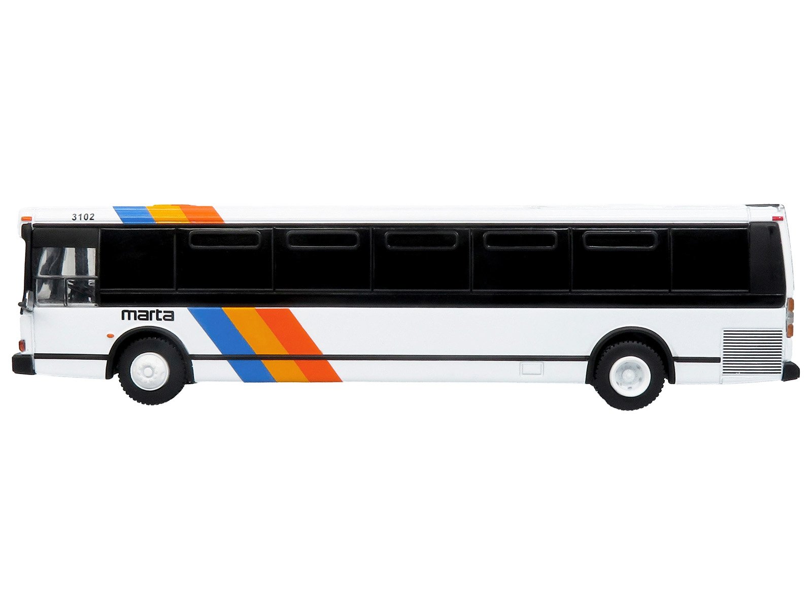 1980 Grumman 870 Advanced Design Transit Bus "MARTA Atlanta" White with Stripes "Vintage Bus & Motorcoach Collection" Limited Edition 1/87 (HO) Diecast Model by Iconic Replicas view 2