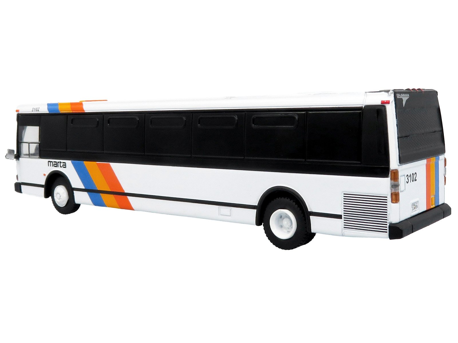 1980 Grumman 870 Advanced Design Transit Bus "MARTA Atlanta" White with Stripes "Vintage Bus & Motorcoach Collection" Limited Edition 1/87 (HO) Diecast Model by Iconic Replicas view 3