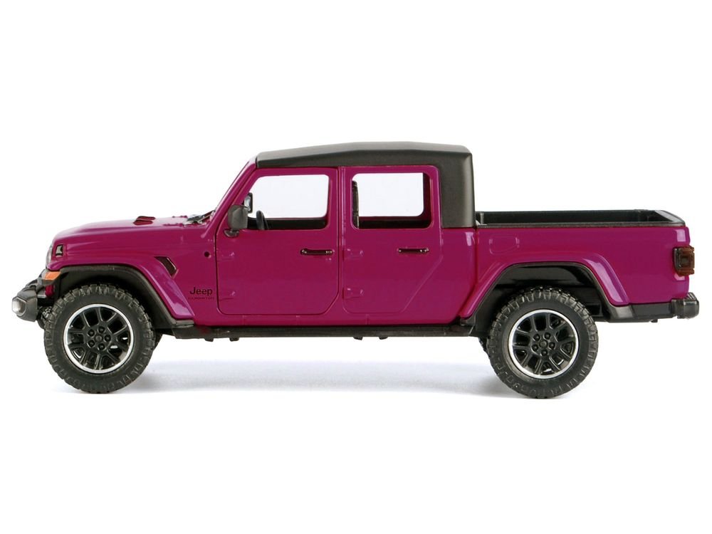 2021 Jeep Gladiator Overland Pickup Truck Purple with Matt Black Top 1/24-1/27 Diecast Model Car by Motormax view 2