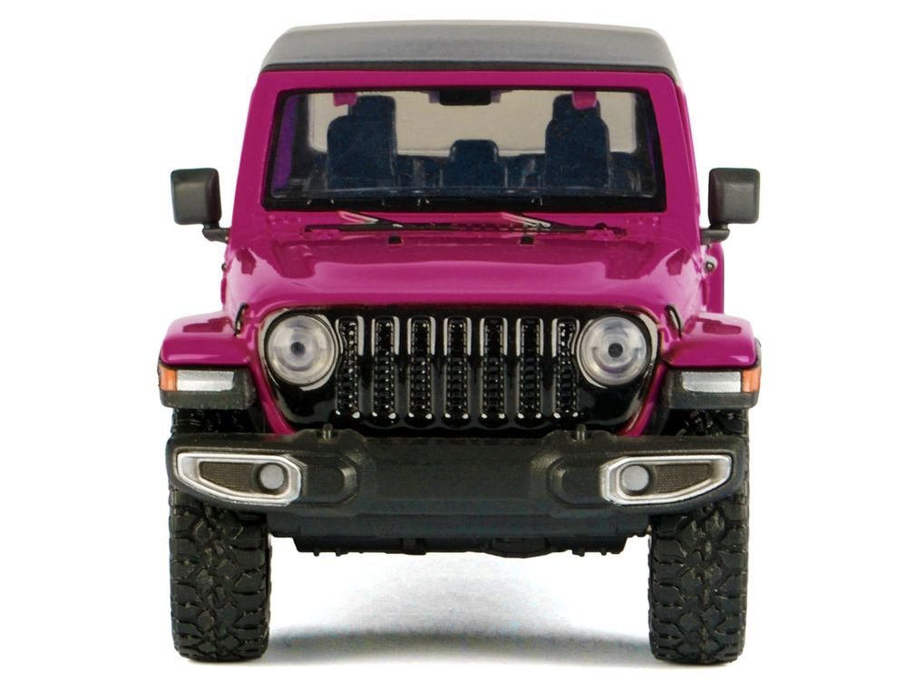 2021 Jeep Gladiator Overland Pickup Truck Purple with Matt Black Top 1/24-1/27 Diecast Model Car by Motormax view 3