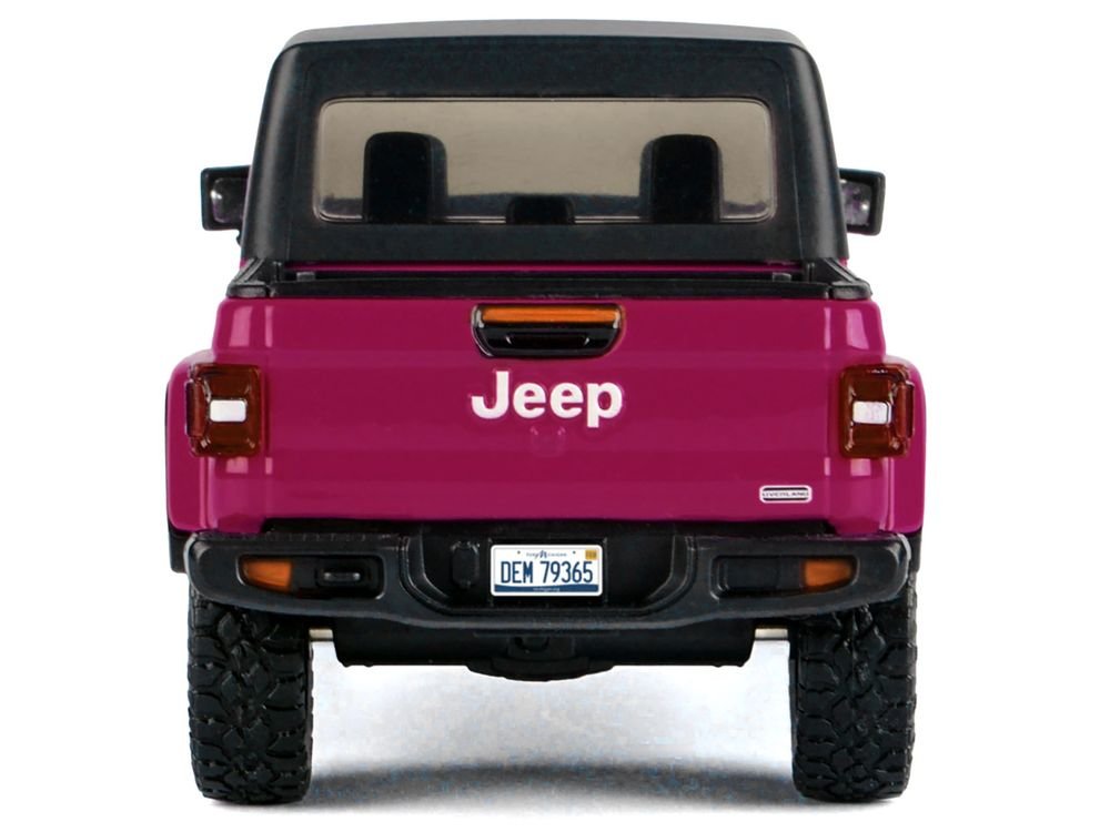 2021 Jeep Gladiator Overland Pickup Truck Purple with Matt Black Top 1/24-1/27 Diecast Model Car by Motormax view 4