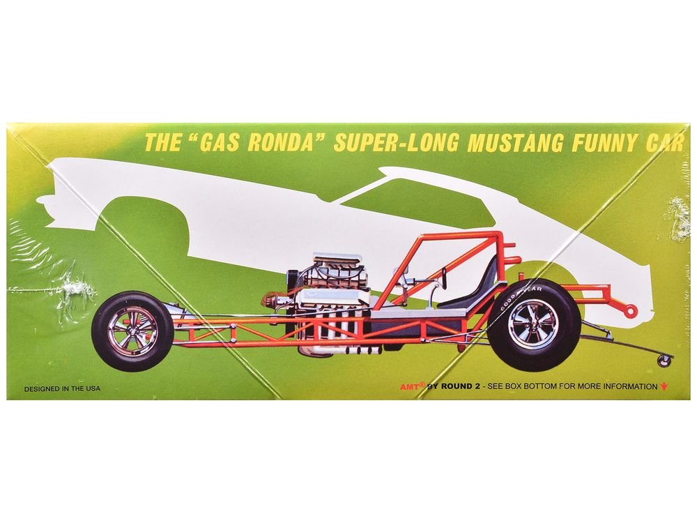 Skill 2 Model Kit 1969 Ford Mustang Longnose Funny Car "Gas Ronda" 1/25 Scale Model by AMT view 3