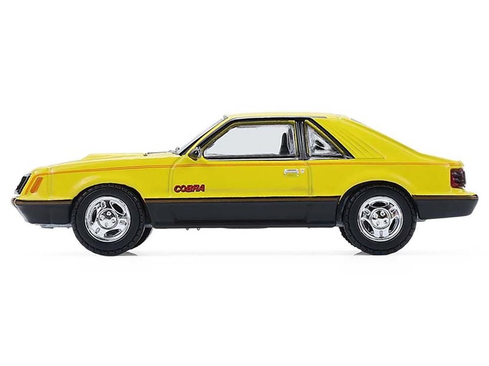 1979 Ford Mustang Cobra Fastback Bright Yellow with Cobra Good Graphics "GreenLight Muscle" Series 30 1/64 Diecast Model Car by Greenlight view 4