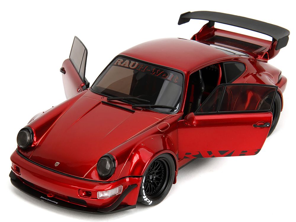 RWB Body Kit Red Metallic with Black Stripes "Pink Slips" Series 1/18 Diecast Model Car by Jada view 2