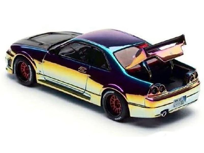 Skyline GT-R (R33) RHD (Right Hand Drive) Chameleon Chrome with Carbon Hood "APA XPO 2025 Exclusive" 1/64 Diecast Model Car by Pop Race view 3
