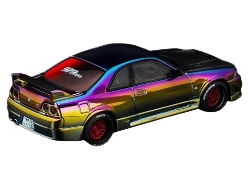 Skyline GT-R (R33) RHD (Right Hand Drive) Chameleon Chrome with Carbon Hood "APA XPO 2025 Exclusive" 1/64 Diecast Model Car by Pop Race view 4