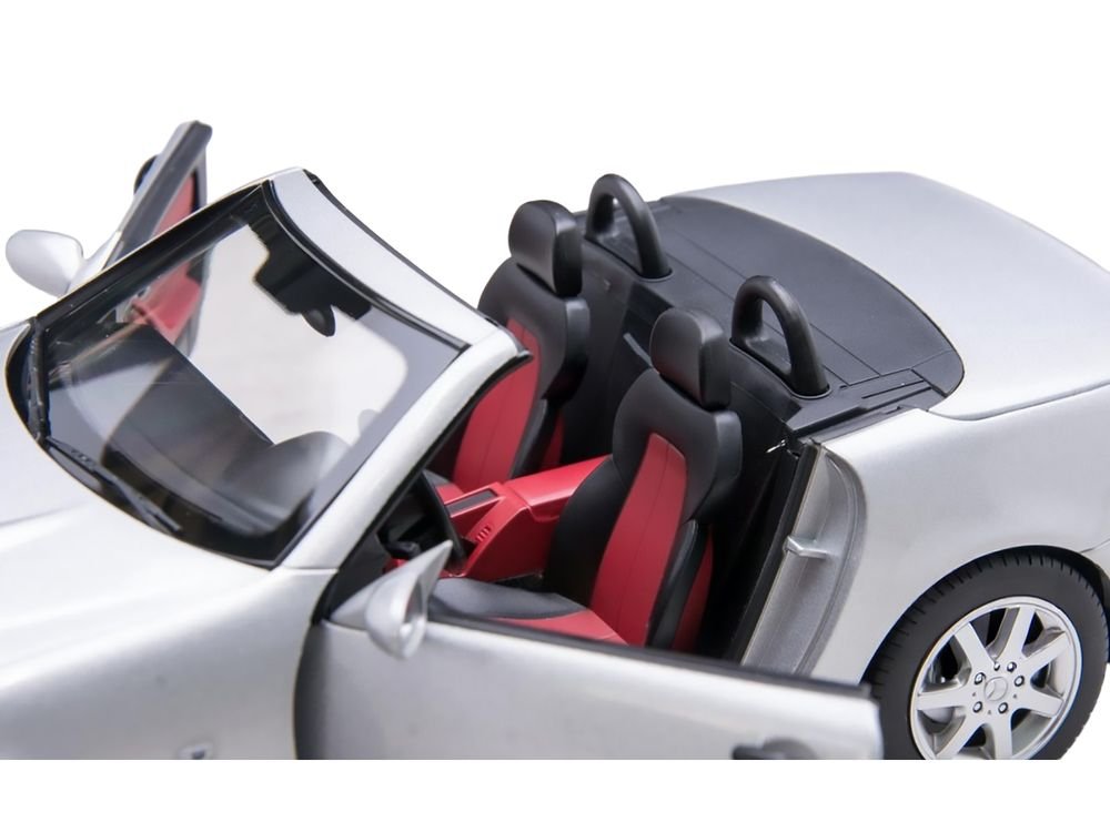 1996 Mercedes-Benz SLK Convertible Brilliant Silver Metallic 1/18 Diecast Model Car by Norev view 3
