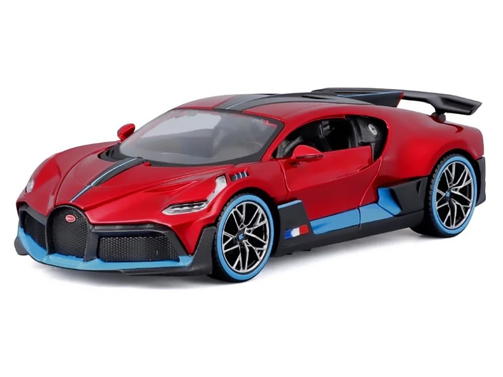 Bugatti Divo Red Metallic with Carbon and Blue Accents "Special Edition" 1/24 Diecast Model Car by Maisto view 2