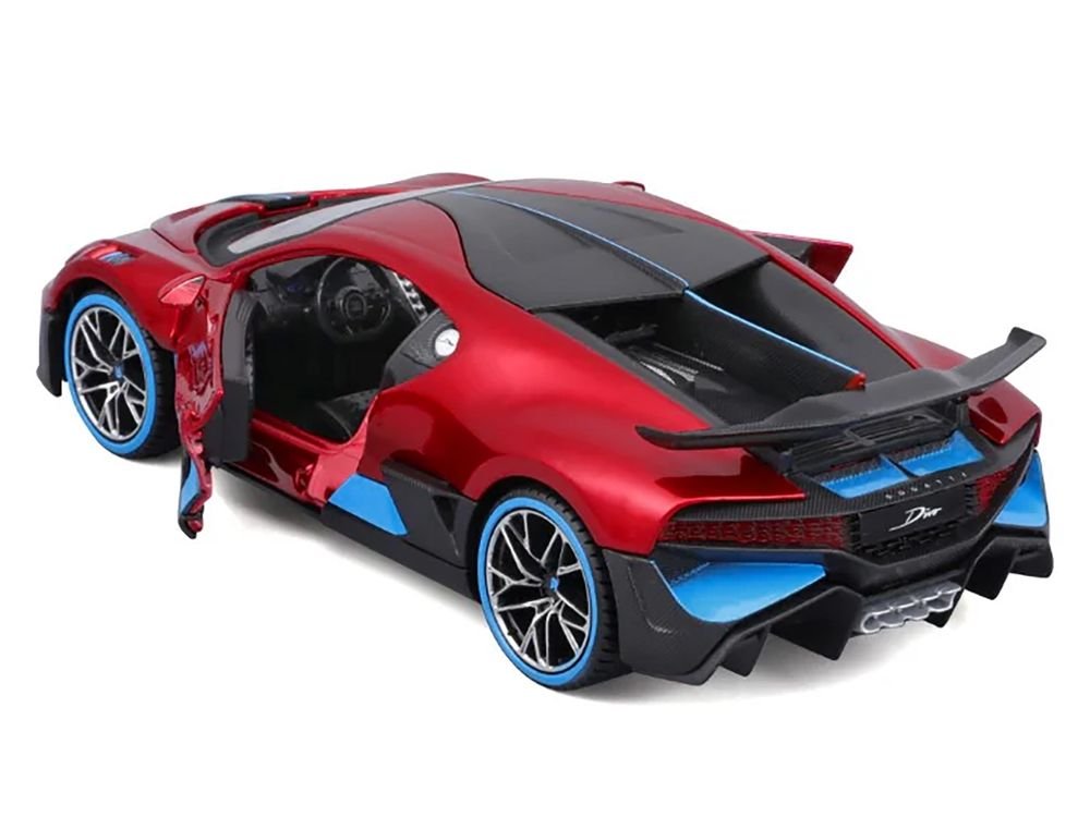 Bugatti Divo Red Metallic with Carbon and Blue Accents "Special Edition" 1/24 Diecast Model Car by Maisto view 3