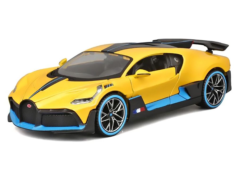 Bugatti Divo Yellow Metallic with Carbon and Blue Accents "Special Edition" 1/24 Diecast Model Car by Maisto view 2