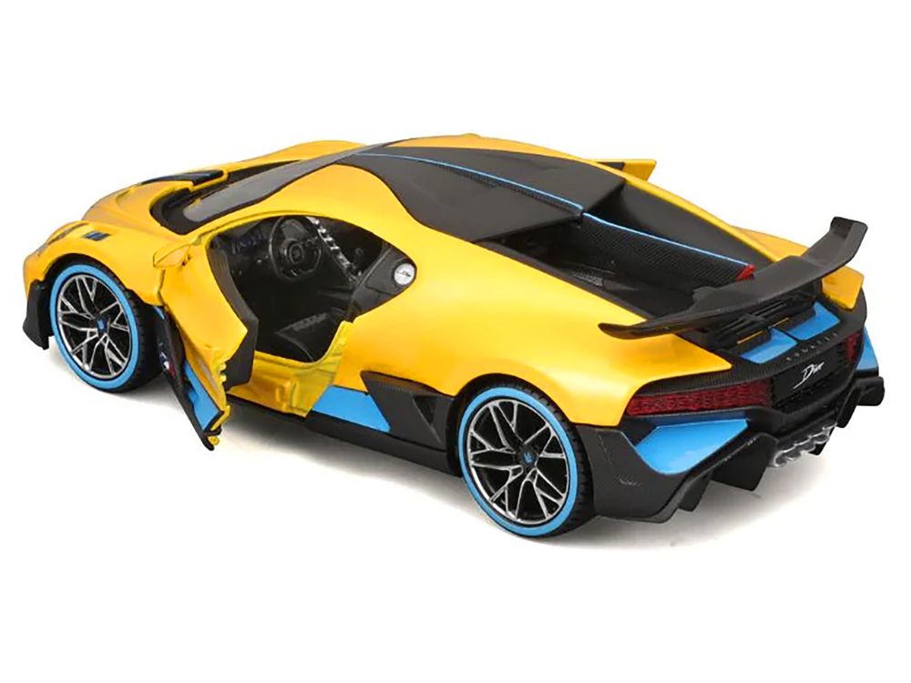 Bugatti Divo Yellow Metallic with Carbon and Blue Accents "Special Edition" 1/24 Diecast Model Car by Maisto view 3
