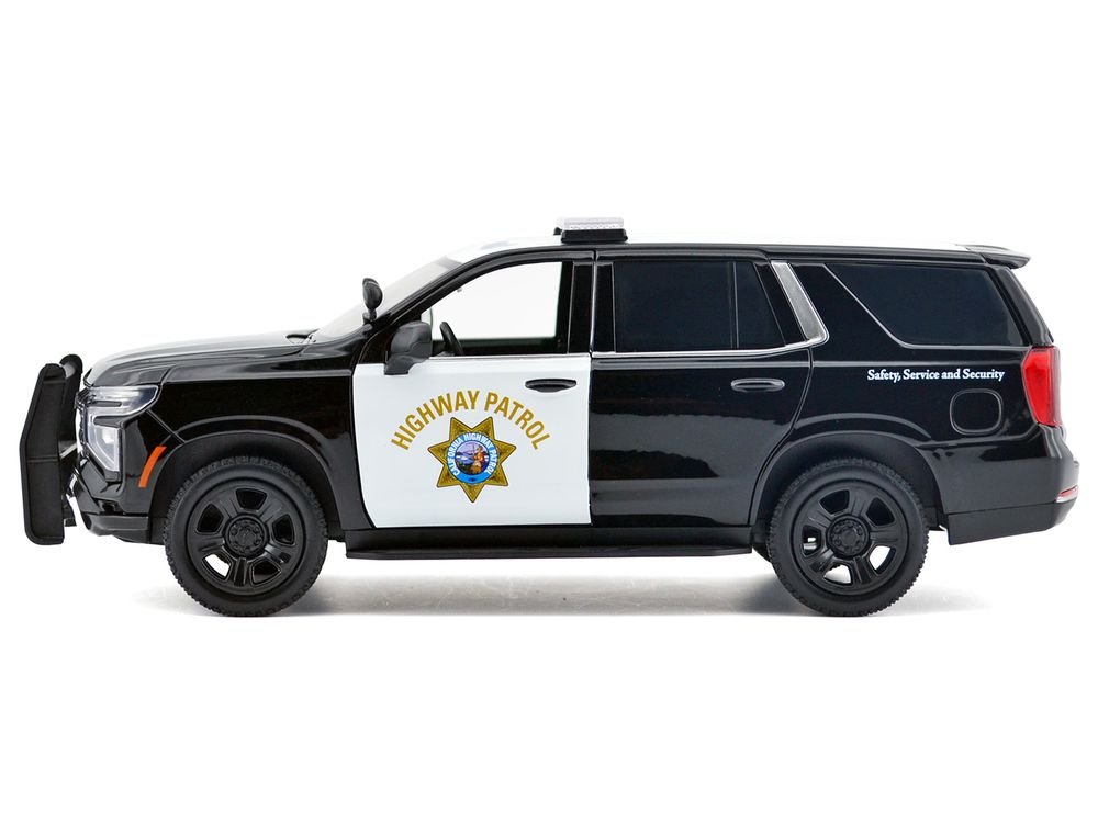 2025 Chevrolet Tahoe Police Pursuit Vehicle "California Highway Patrol" Black and White "Law Enforcement and Public Service" Series 1/24 Diecast Model Car by Motormax view 2