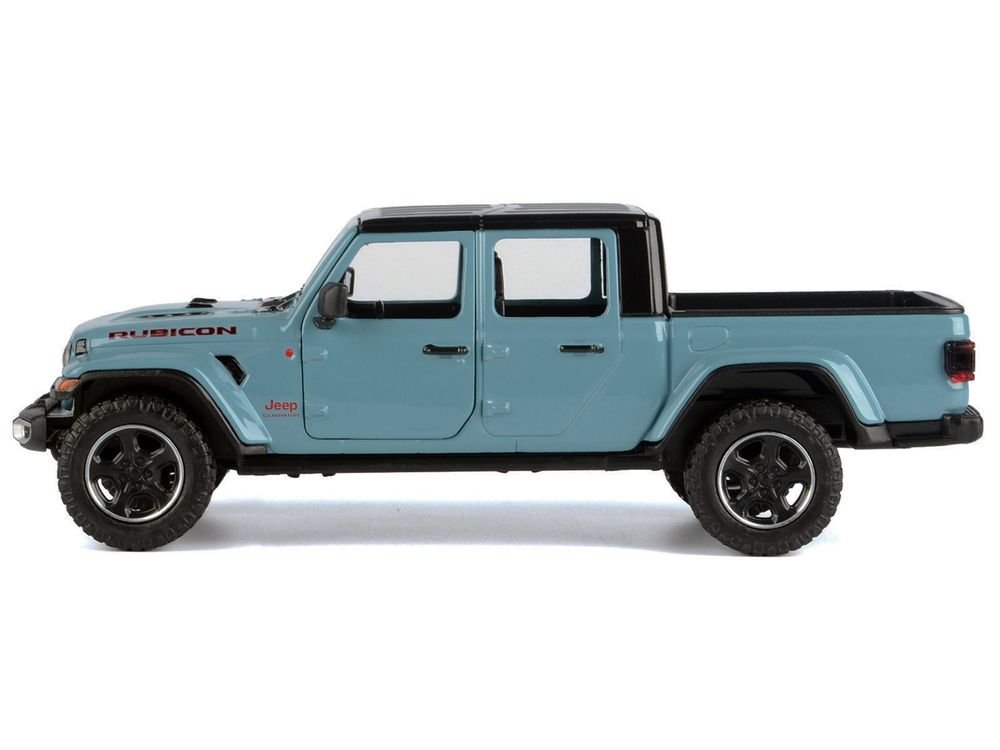 2021 Jeep Gladiator Rubicon (Closed Top) Pickup Truck Blue with Black Top 1/24-1/27 Diecast Model Car by Motormax view 2