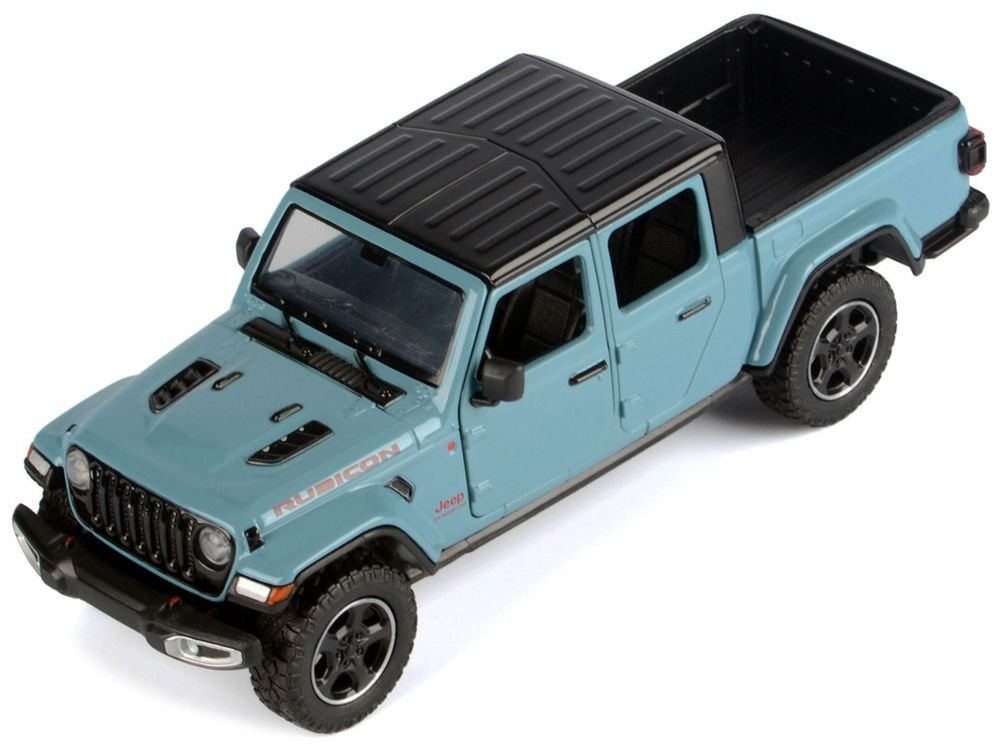 2021 Jeep Gladiator Rubicon (Closed Top) Pickup Truck Blue with Black Top 1/24-1/27 Diecast Model Car by Motormax view 5