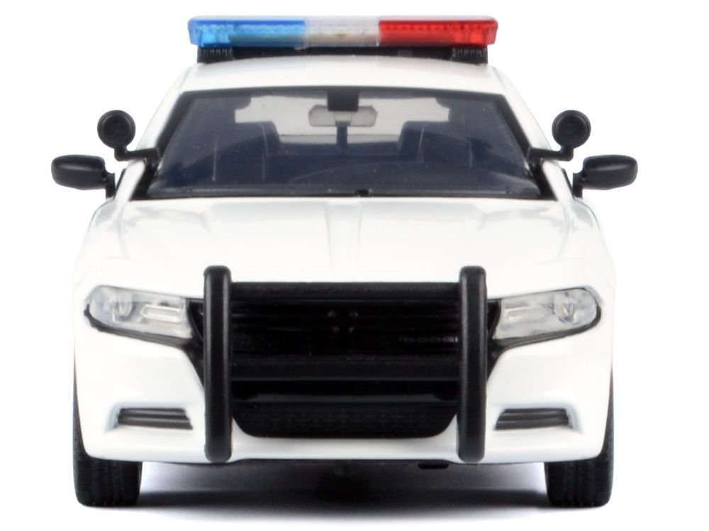 2023 Dodge Charger Pursuit Police Car Unmarked White with Flashing Light Bar Front and Rear Lights and 2 Sounds "Builder's Kit" 1/24 Diecast Model Car by Motormax view 3